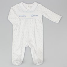G13117: Baby Boys Smocked Cotton All In One  (0-6 Months)
